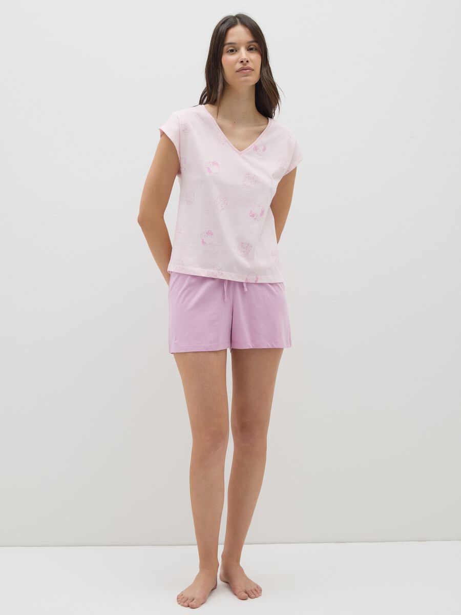 Set pigiama da donna in puro cotone rosa regular fit_0