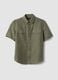 Regular fit green shirt in linen-cotton blend_4