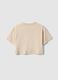 Pure cotton beige boxy fit girl's t-shirt with camouflage pocket_4