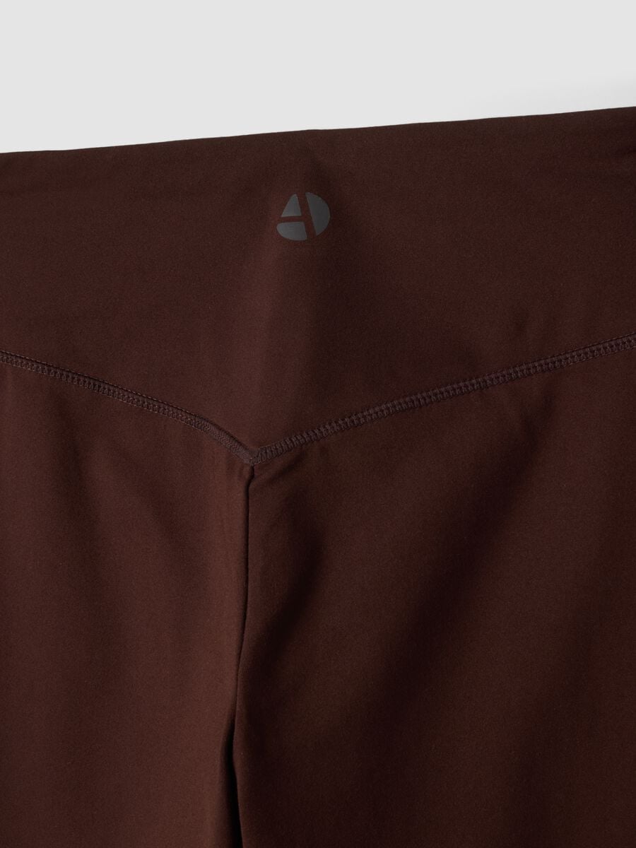 Leggings marroni flare in tessuto elasticizzato_9