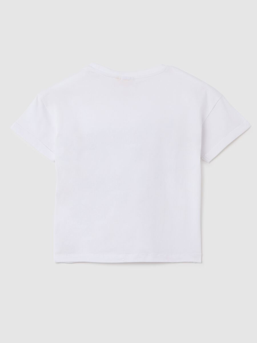 Girls' white cotton regular fit t-shirt with Snoopy print_1