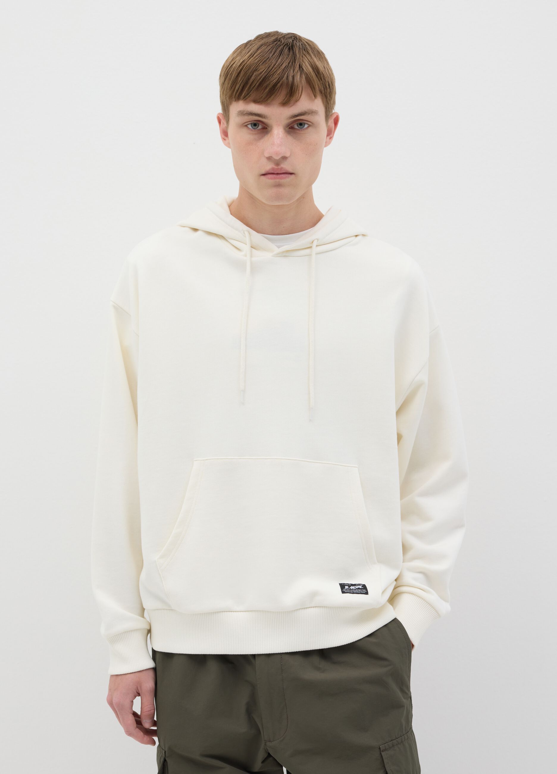 Felpa over fit in cotone con cappuccio
