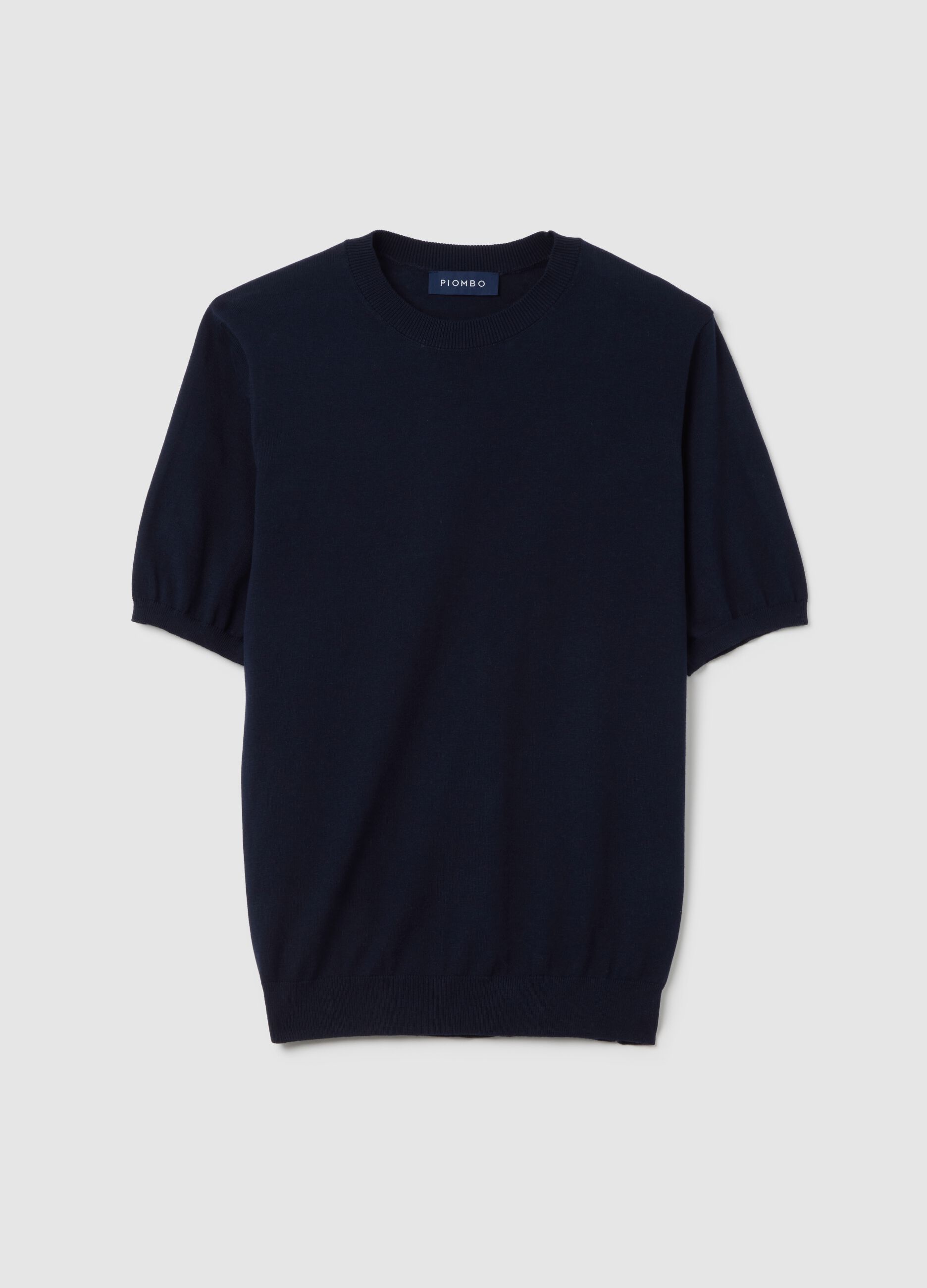 Blue T-shirt in cotton and silk