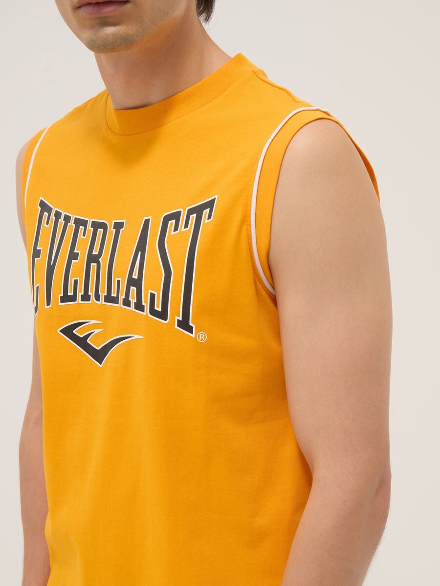 Orange sleeveless vest in pure cotton with Everlast logo_2