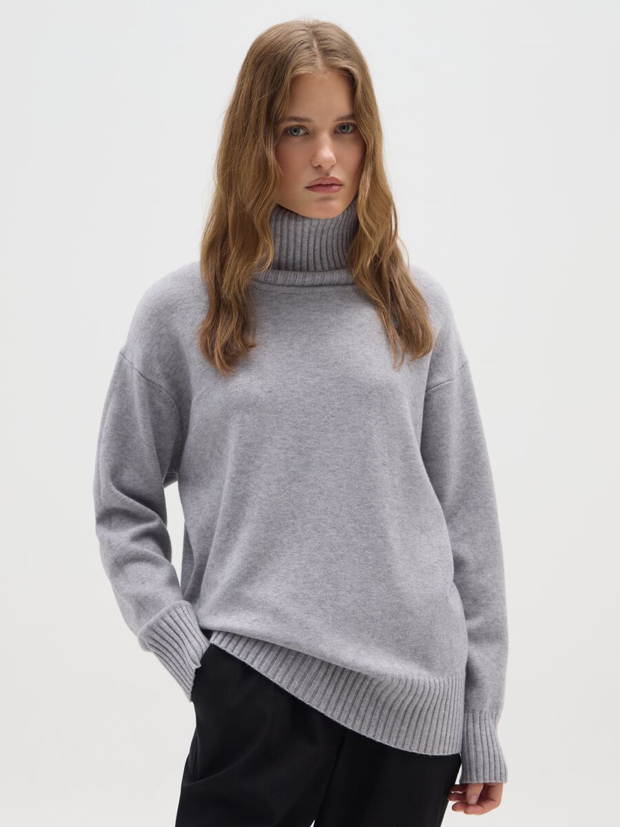 Grey Turtle Neck Jumper_0