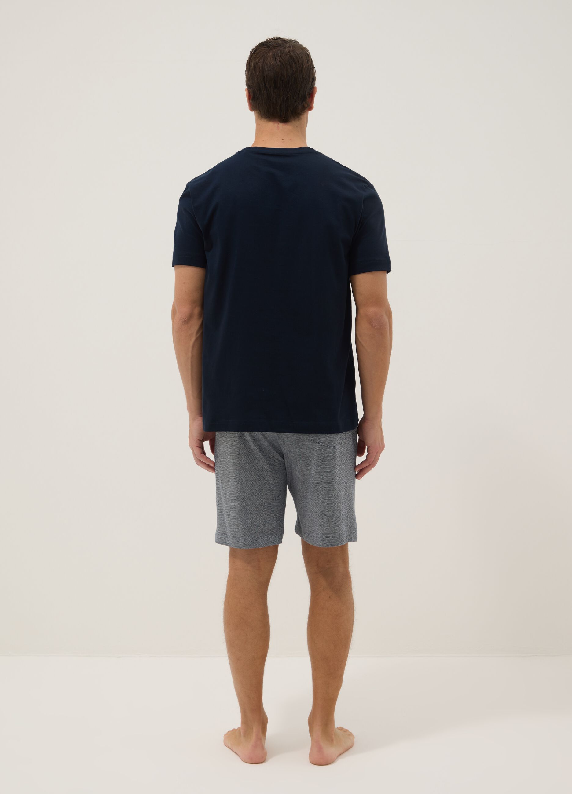 Short pyjamas in pure organic multicolour cotton regular fit