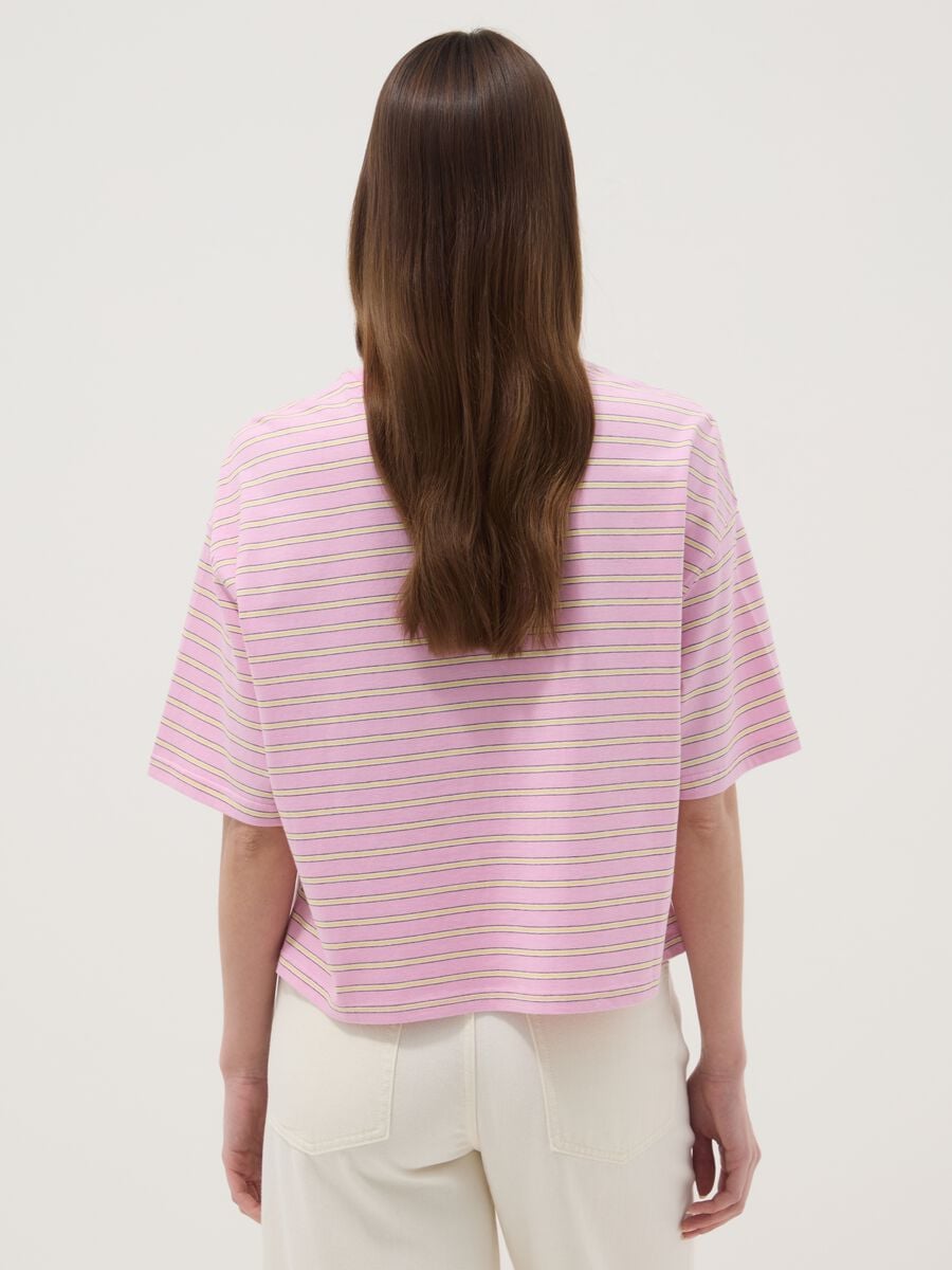 Pink striped pure cotton T-shirt_3