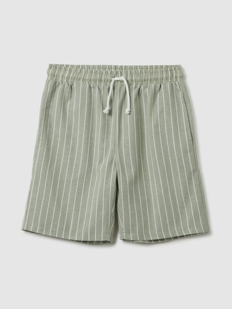 Men's green pure cotton shorts with regular fit and drawstring_4