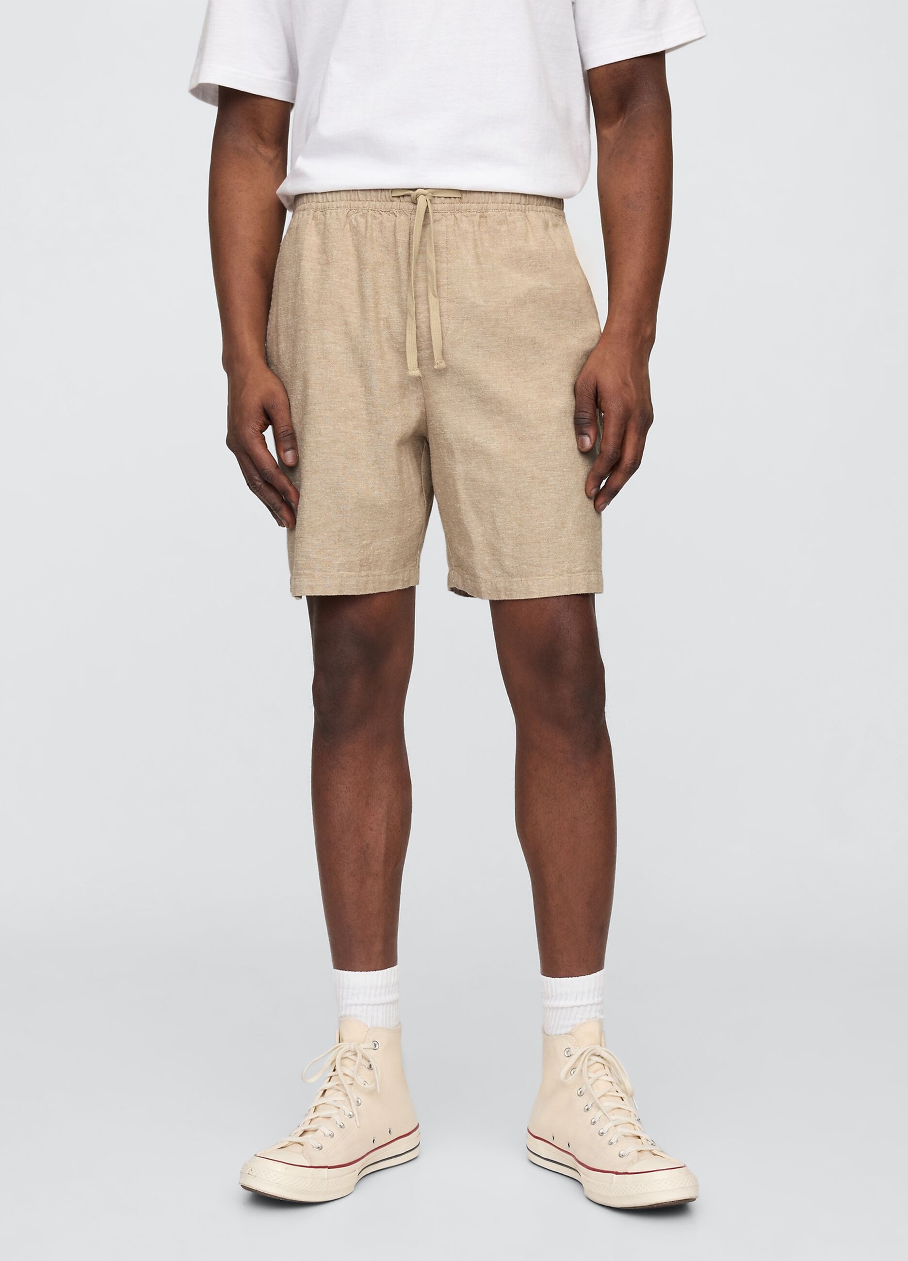 Cotton and linen blend shorts