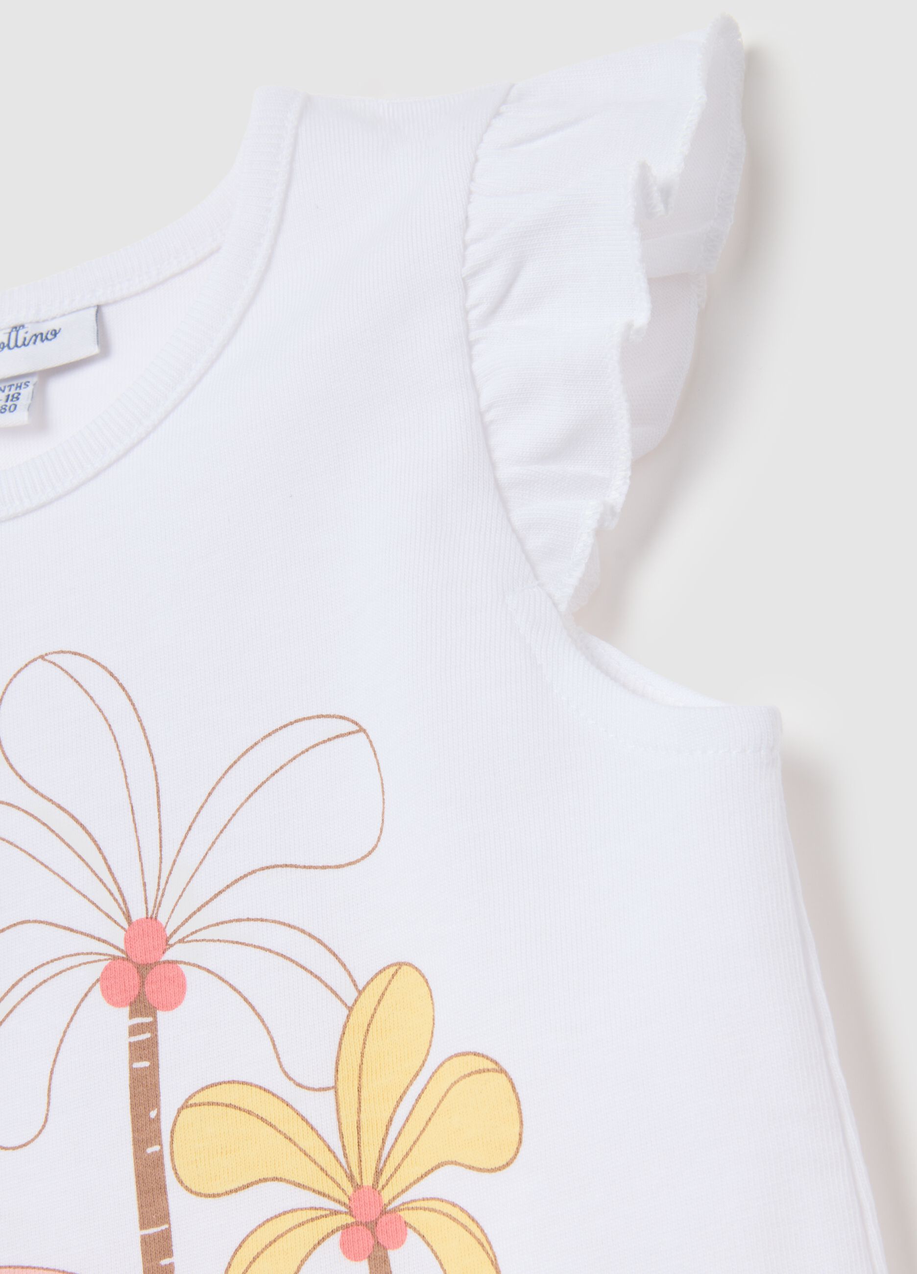 Summer set for girls in pure white cotton regular fit