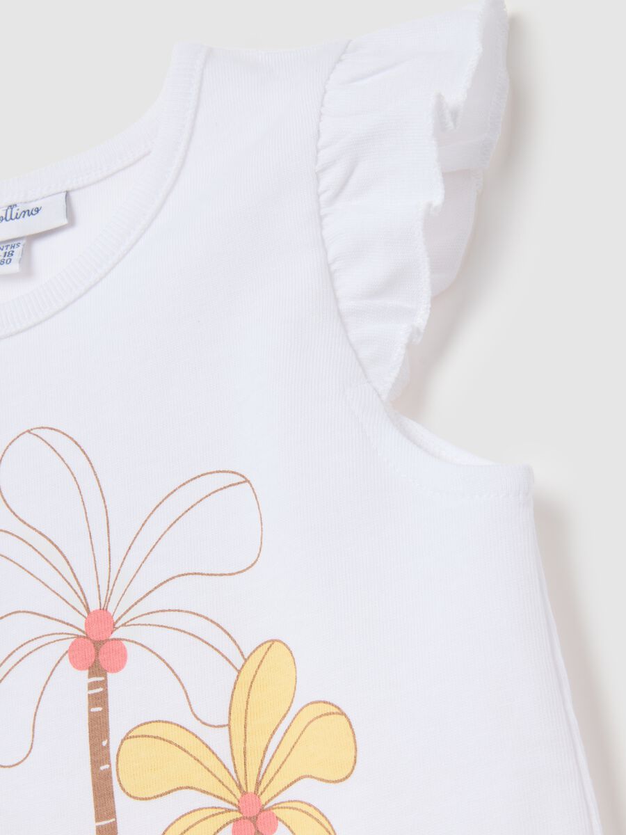 Summer set for girls in pure white cotton regular fit_2