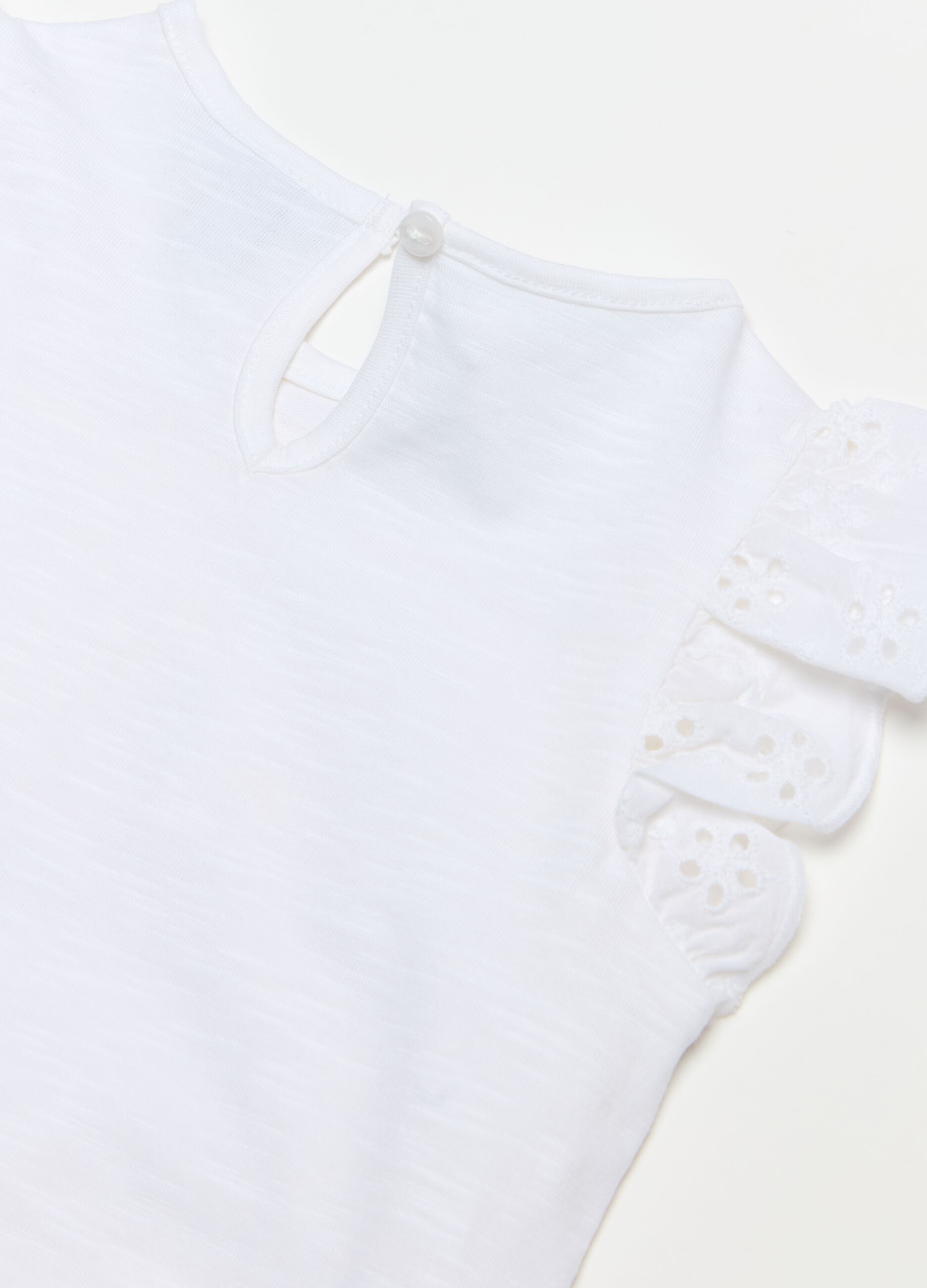 T-shirt with broderie anglaise frills