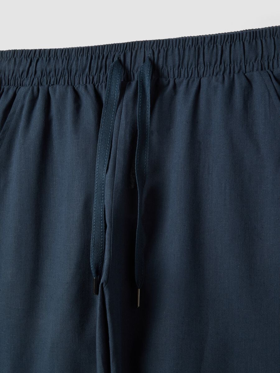 Green cotton-linen blend pyjama trousers, relaxed fit_5