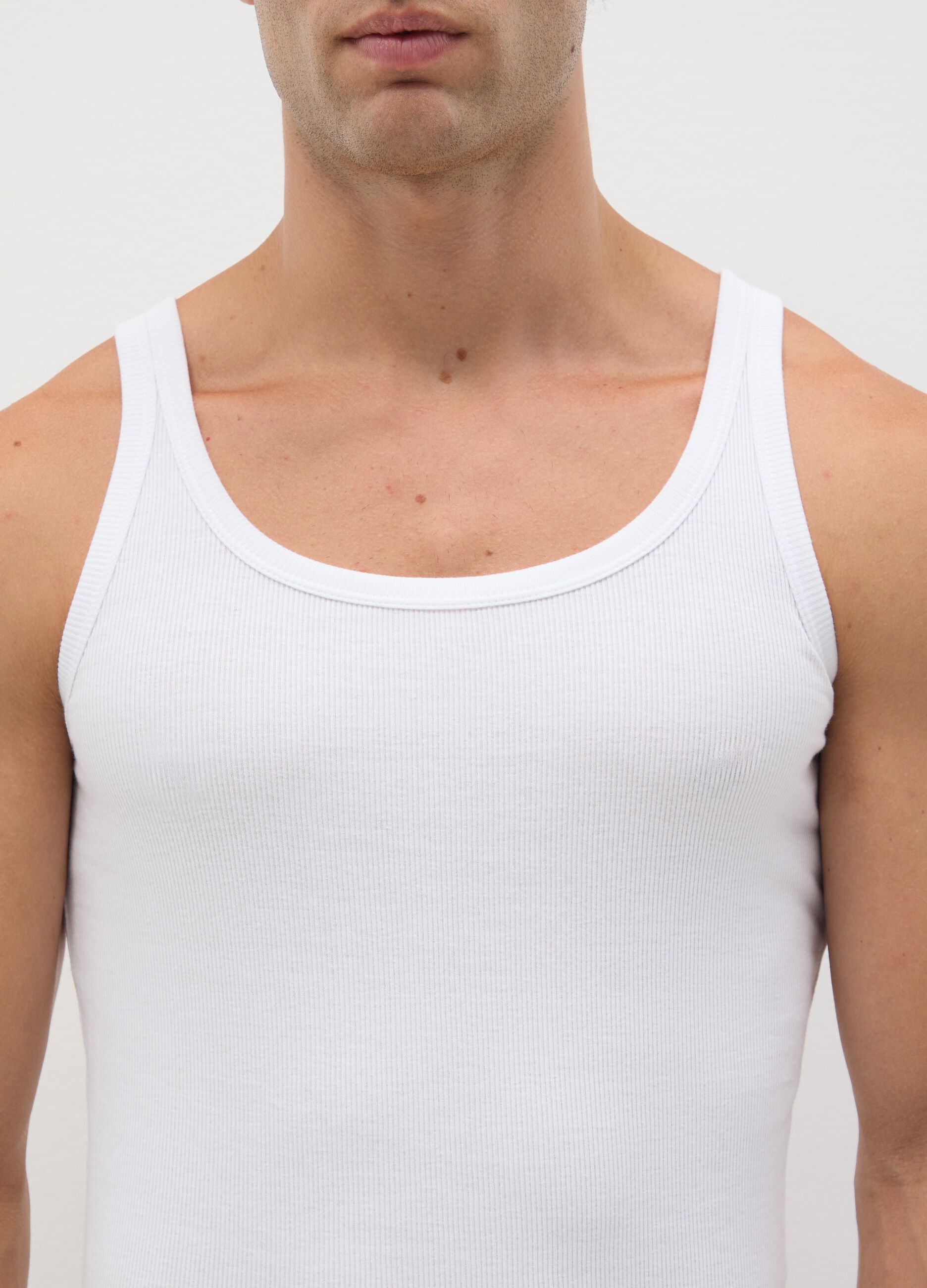 Men's White Sleeveless Cotton Shirt