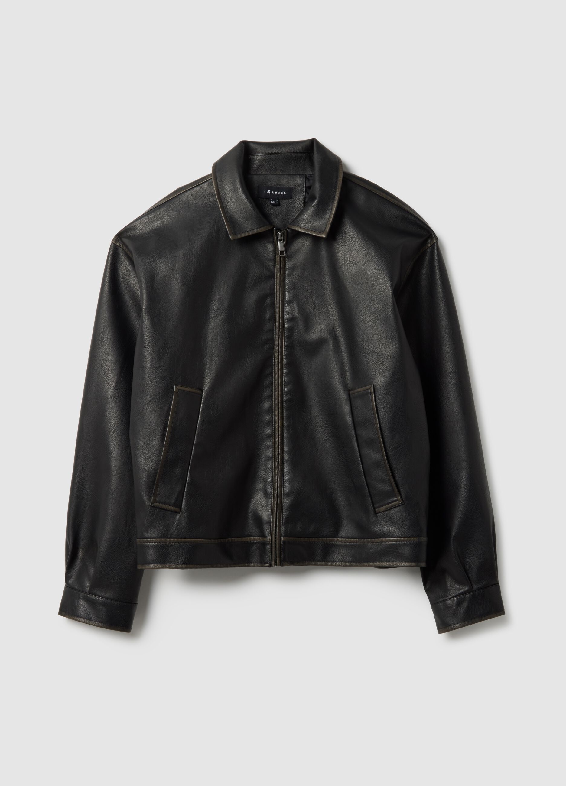 Black padded jacket oversized fit with zip