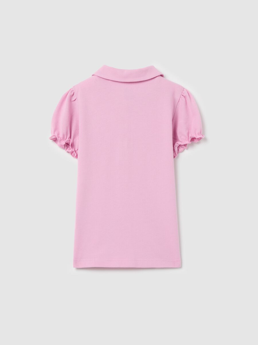 Polo shirt in piquet with puff sleeves_1