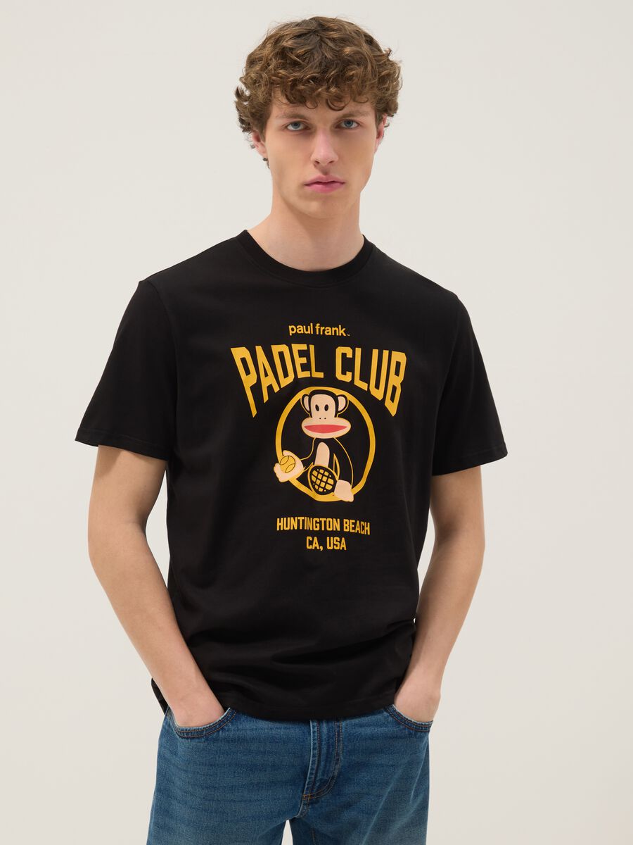 Black printed T-shirt in pure cotton, regular fit_0