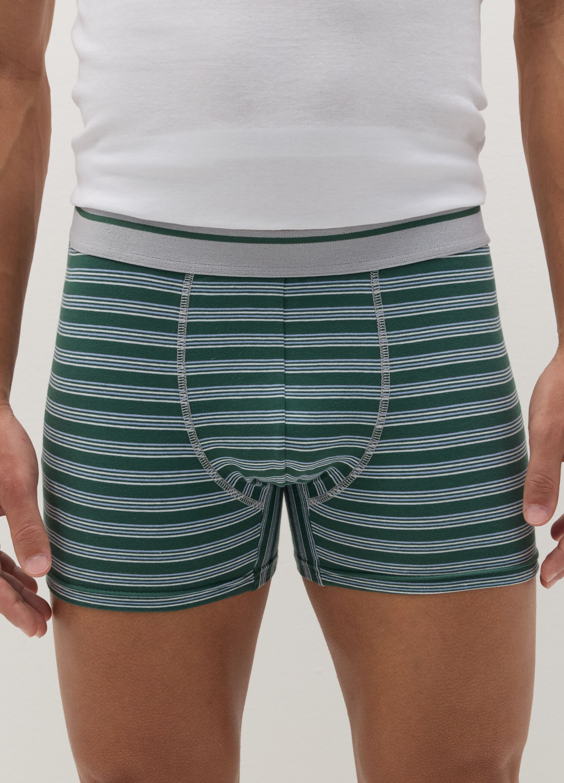 Three-pack midi boxer shorts with striped trim