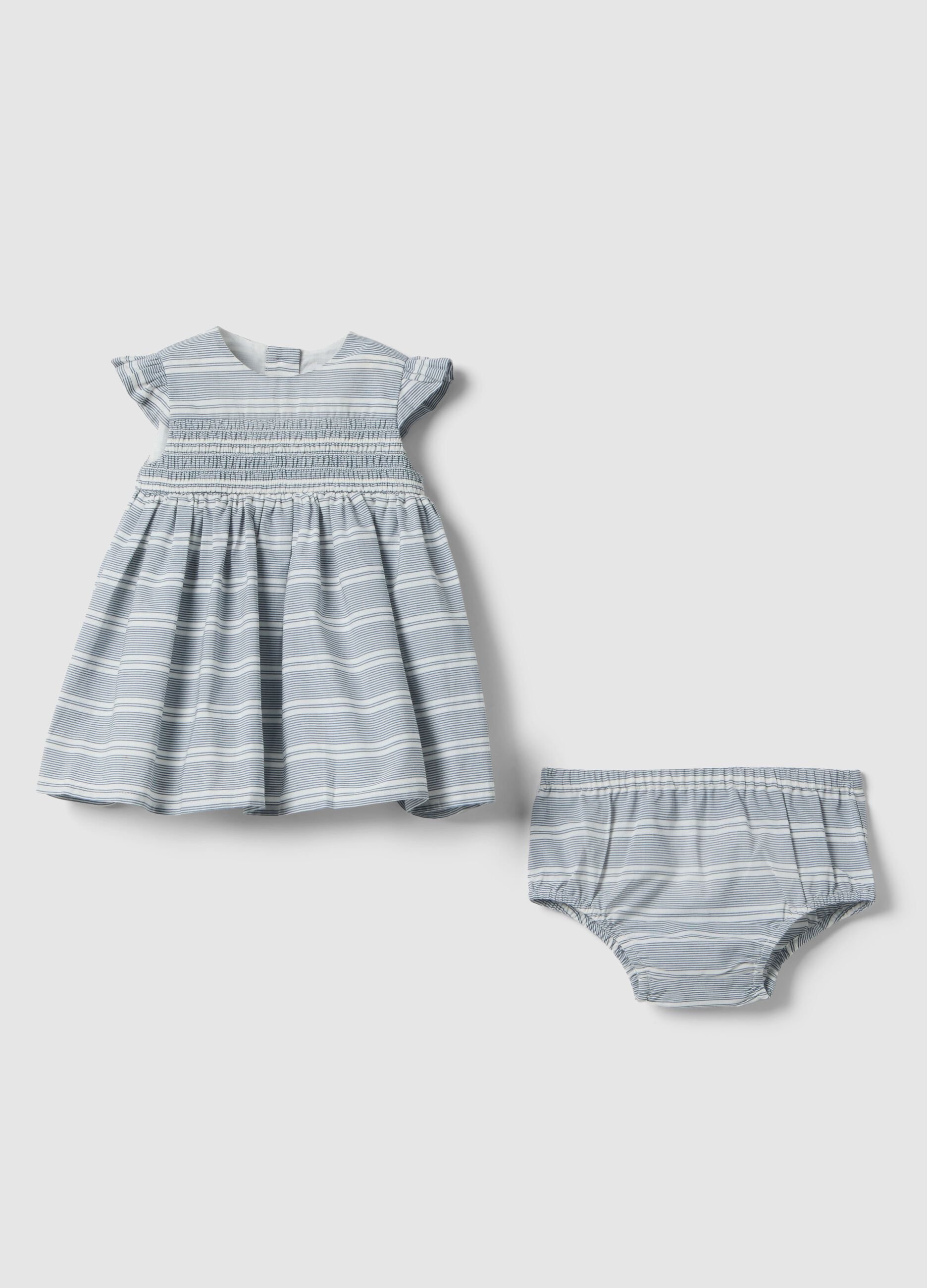 Baby girl's multi-color striped pure cotton set with ruffles