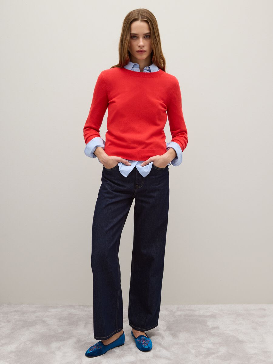 Maglione in pura lana rosso regular fit_2