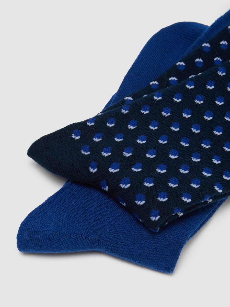 Multipack of short blue cotton-elastane socks with stripes and polka dots_2