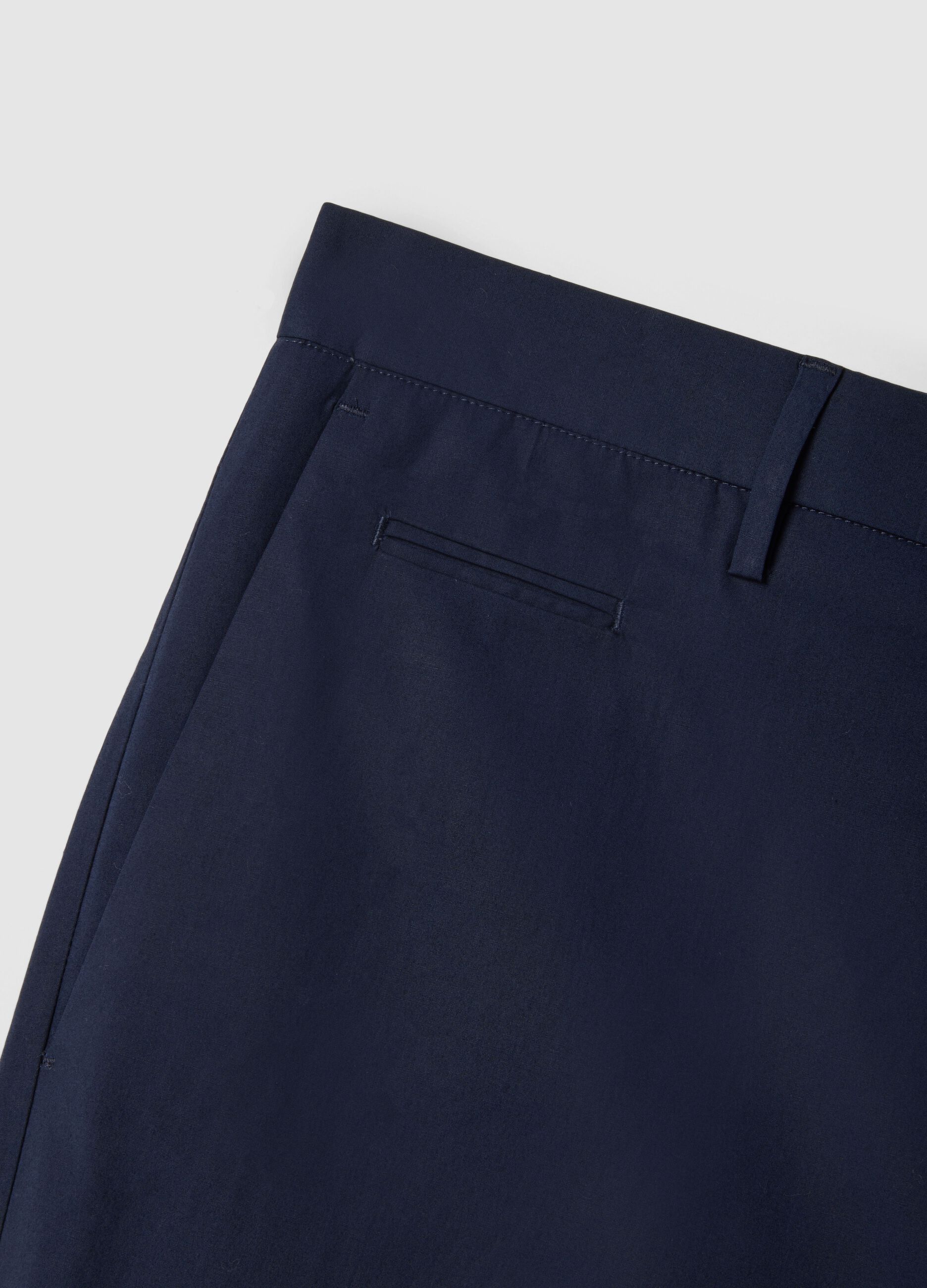 Blue Regular Fit Stretch Cotton Trousers