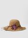 Beige pure paper-fabric hat with starfish embroidery_0