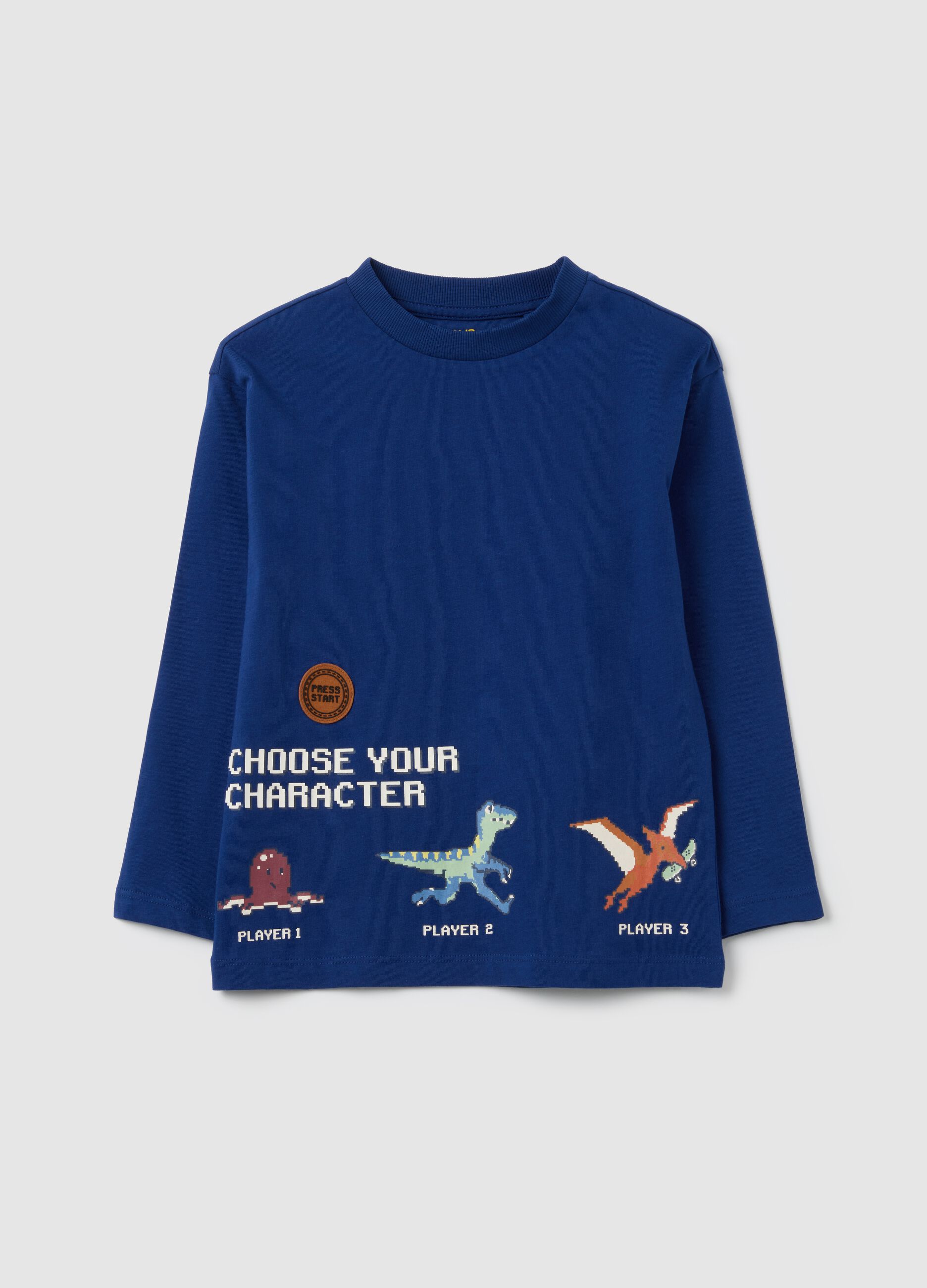 Children's shirt in pure blue cotton