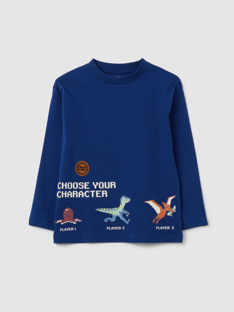 Children's shirt in pure blue cotton_0
