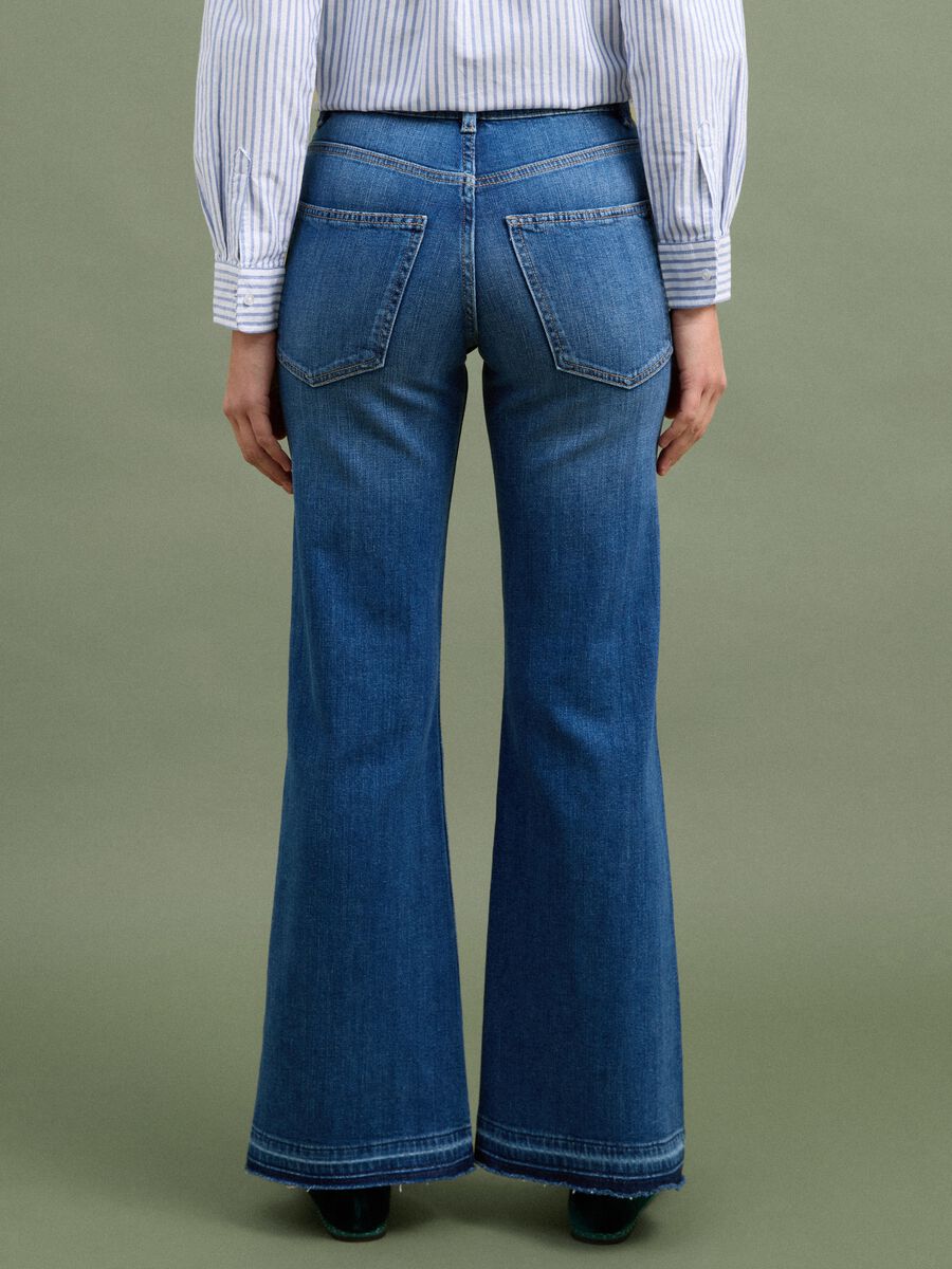Jeans blu in cotone elasticizzato wide leg_2
