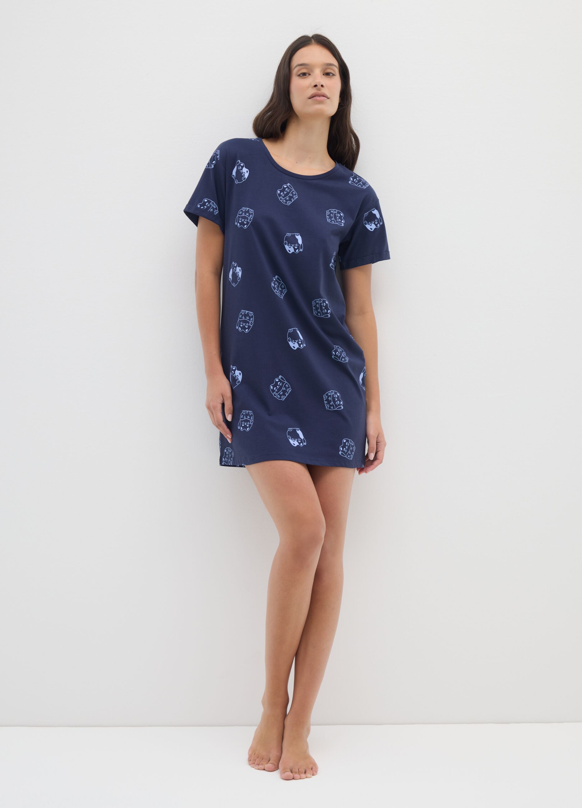 Blue regular fit pure cotton T-shirt