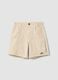 Beige stretch cotton cargo shorts for boys, baggy fit_3