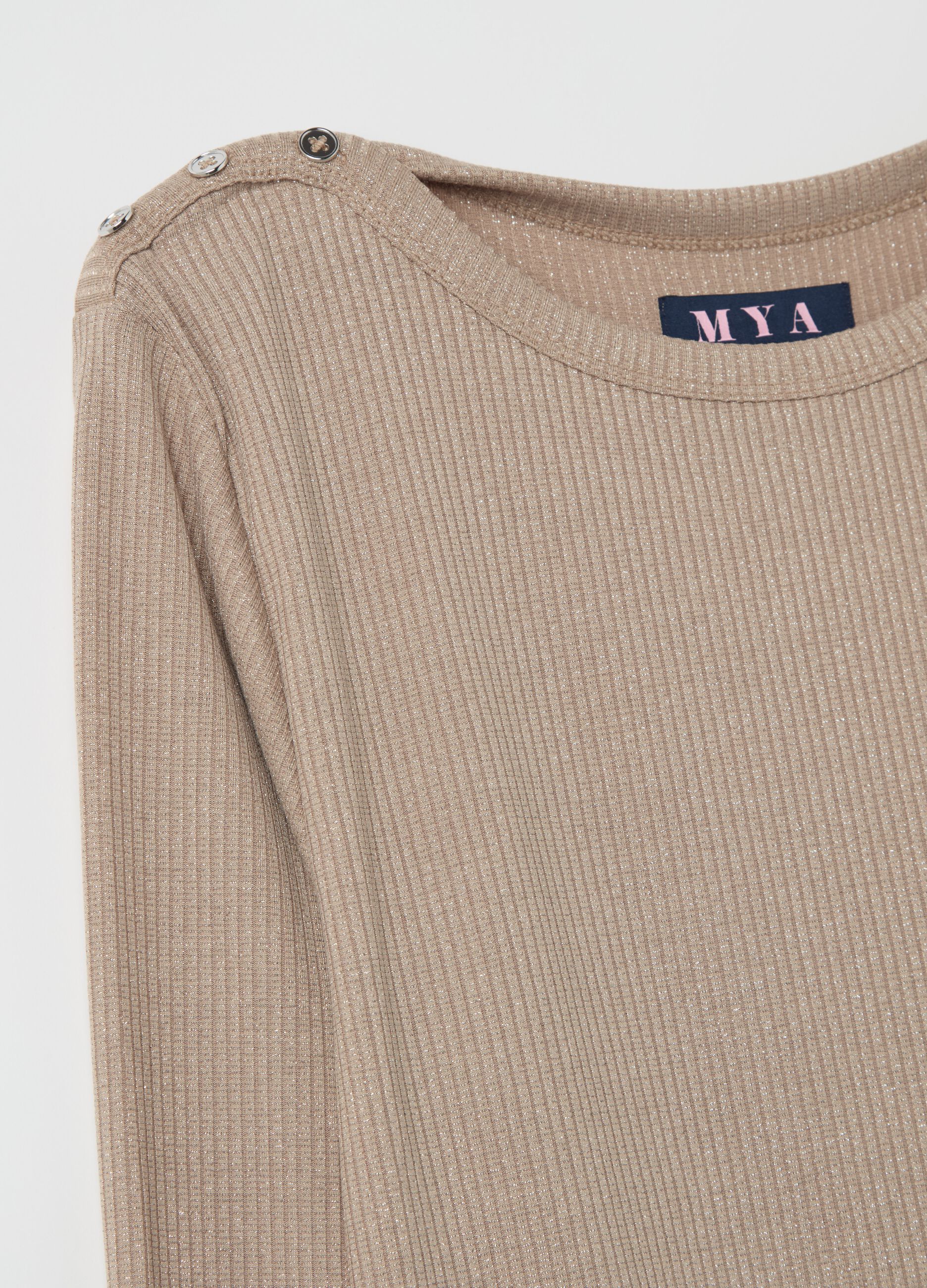 Curvy ribbed T-shirt in lurex