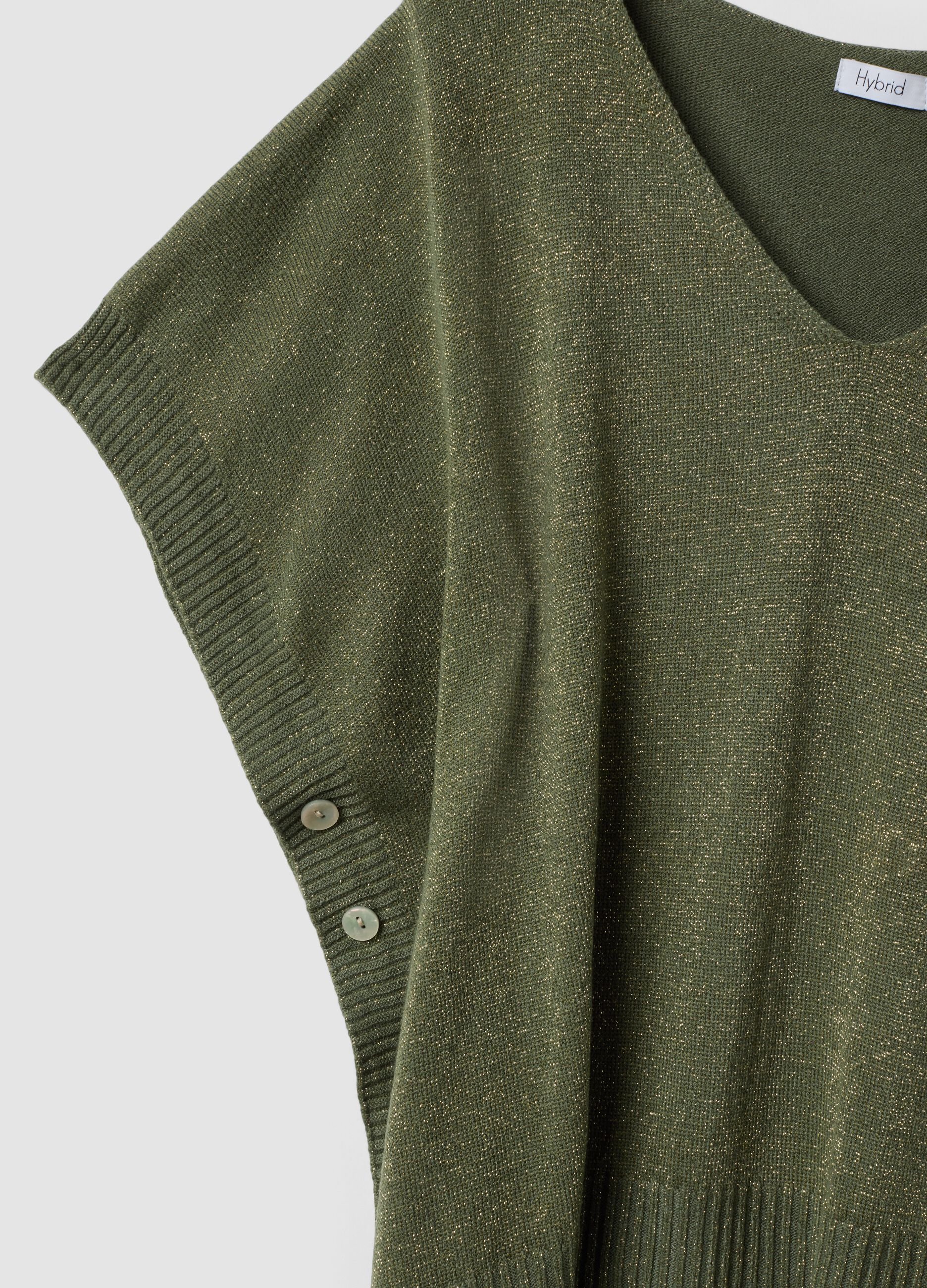 Green modal-blend V-neck top