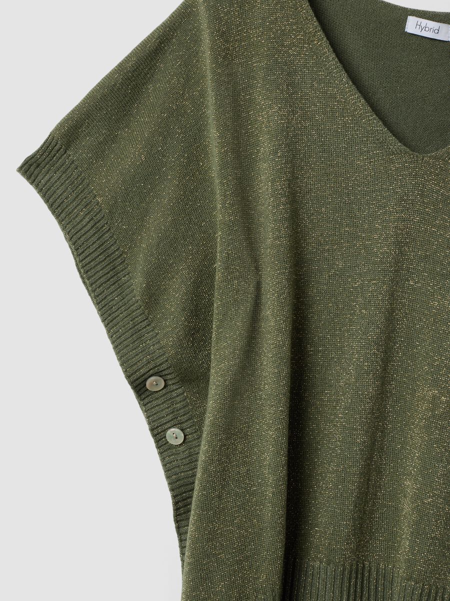 Green modal-blend V-neck top_1