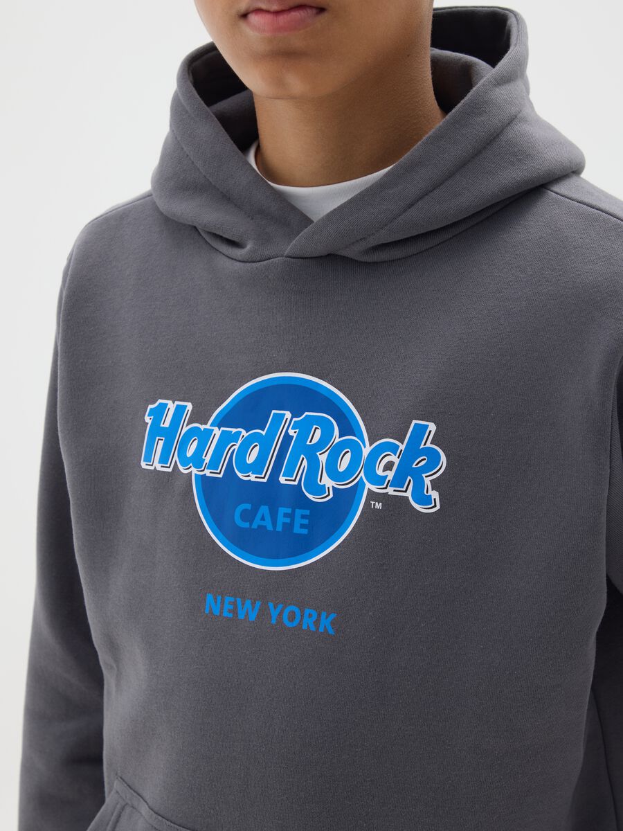 Felpa da bambino in misto cotone grigia con logo Hard Rock Cafe_2