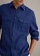 Blue regular-fit pure linen shirt with double pocket_3