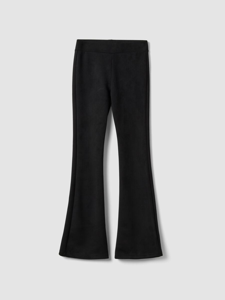 Leggings neri flare in tessuto elasticizzato_0