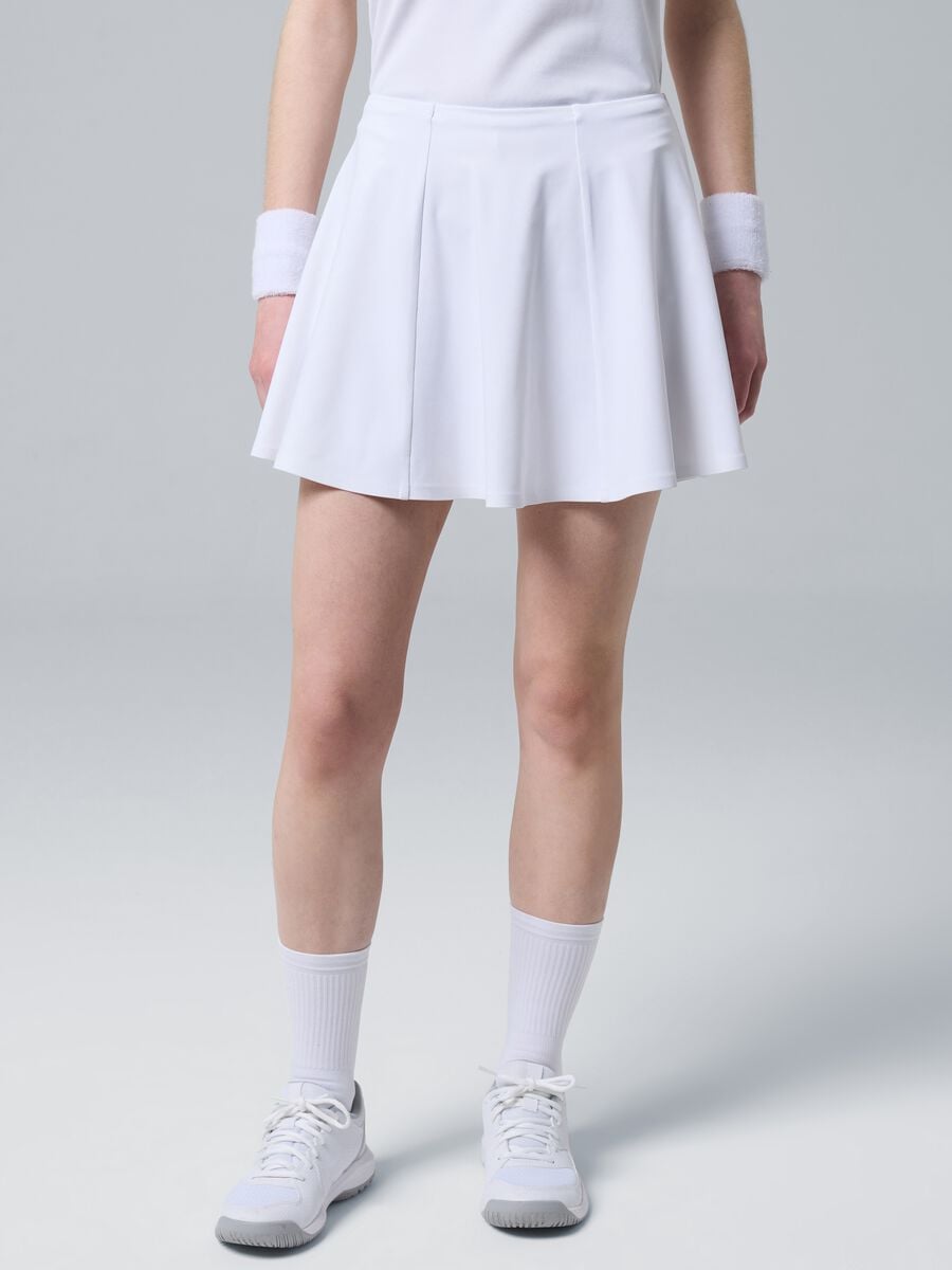 White ALTAVIA COURT sports skirt in stretch technical fabric with integrated shorts_1