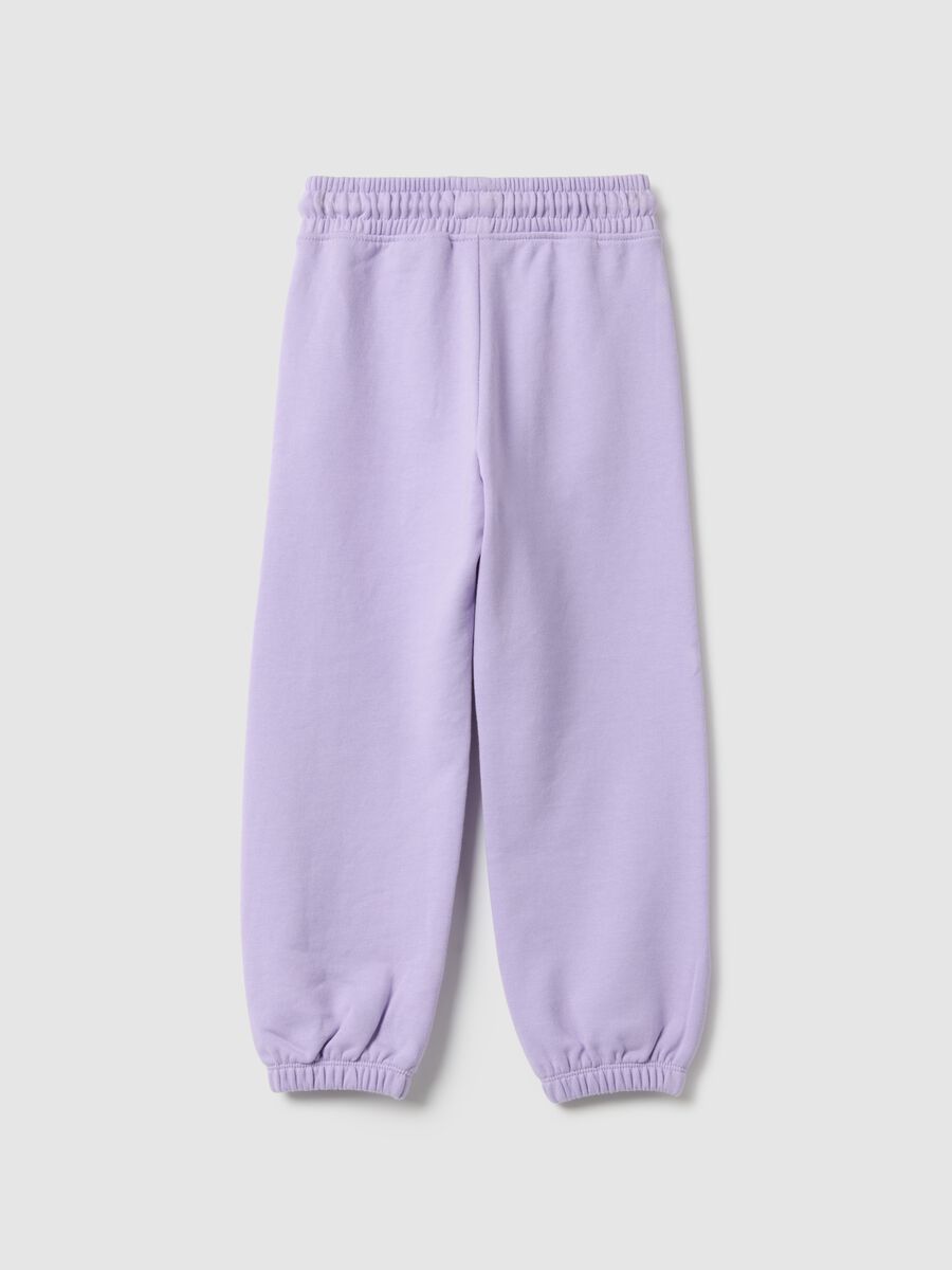 Girls' purple jogger trousers in pure cotton, regular fit_1