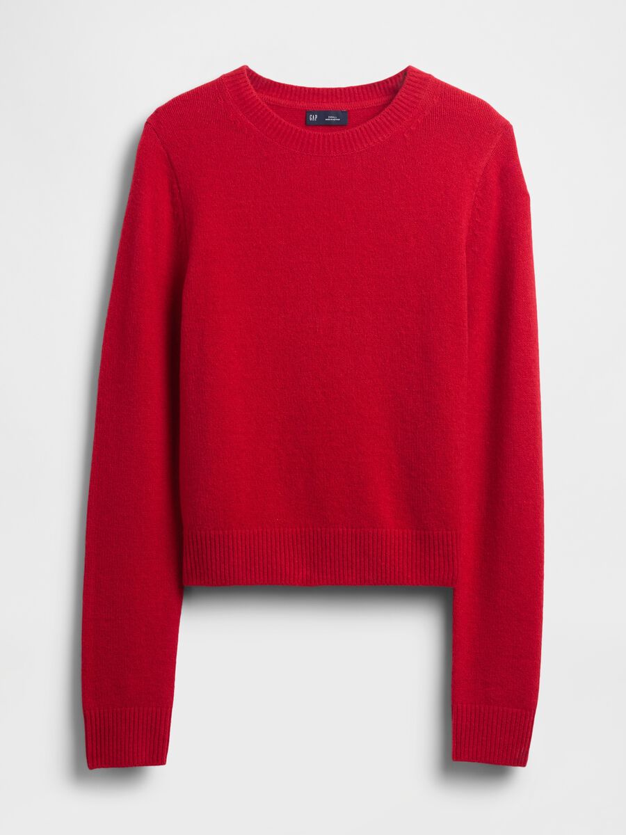Red Cotton and Acrylic Blend Pullover_3