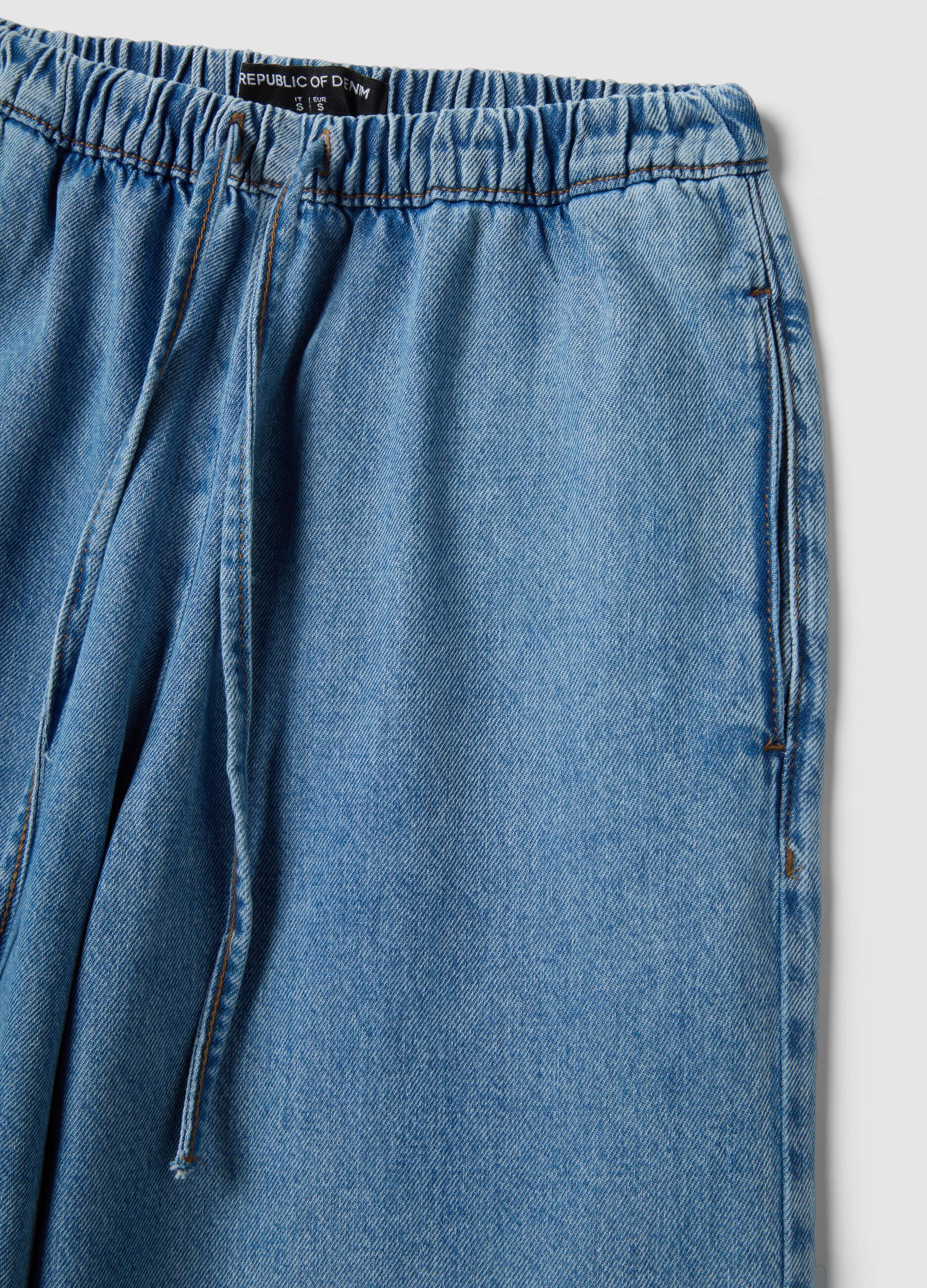 Azure Denim Pure Cotton Jogger Trousers Regular Fit