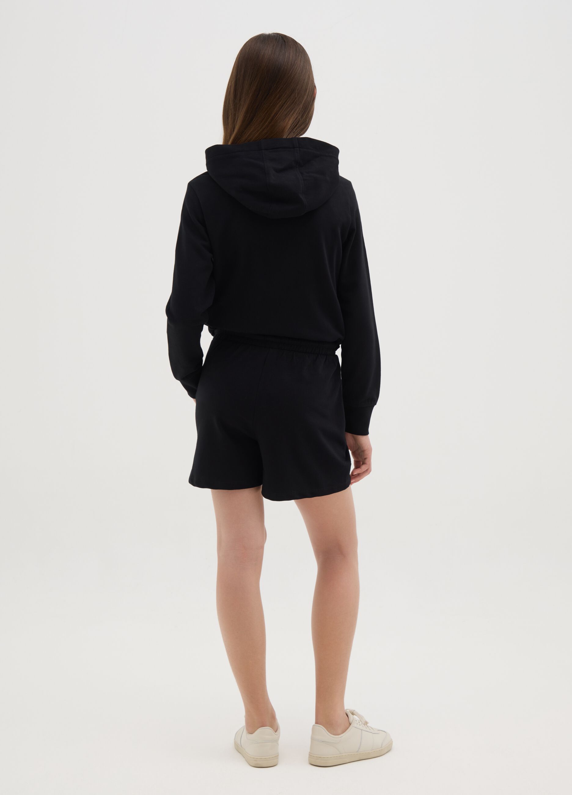 Girls’ black regular fit shorts in 100% cotton