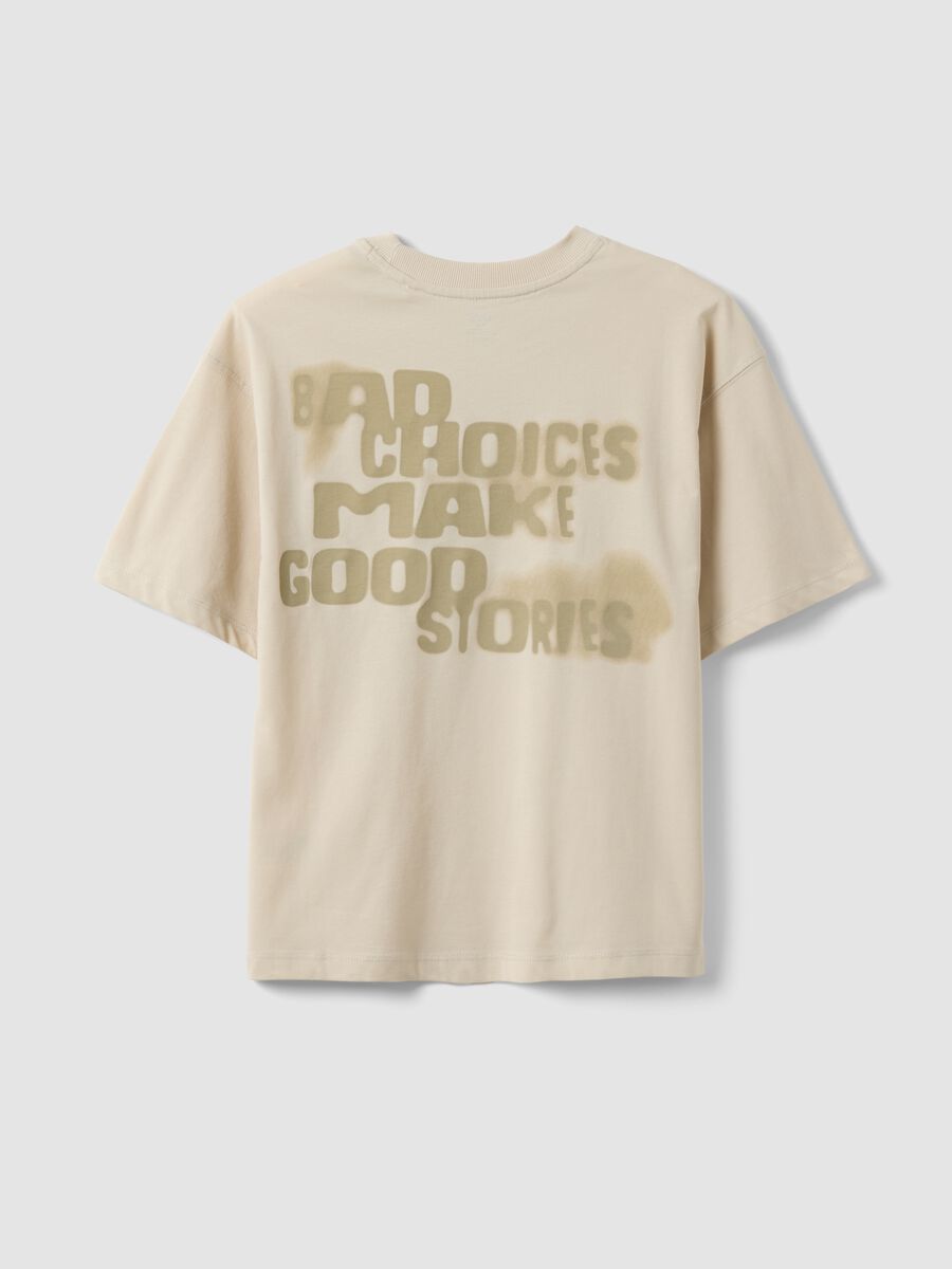 Beige oversized pure cotton T-shirt for boys_4