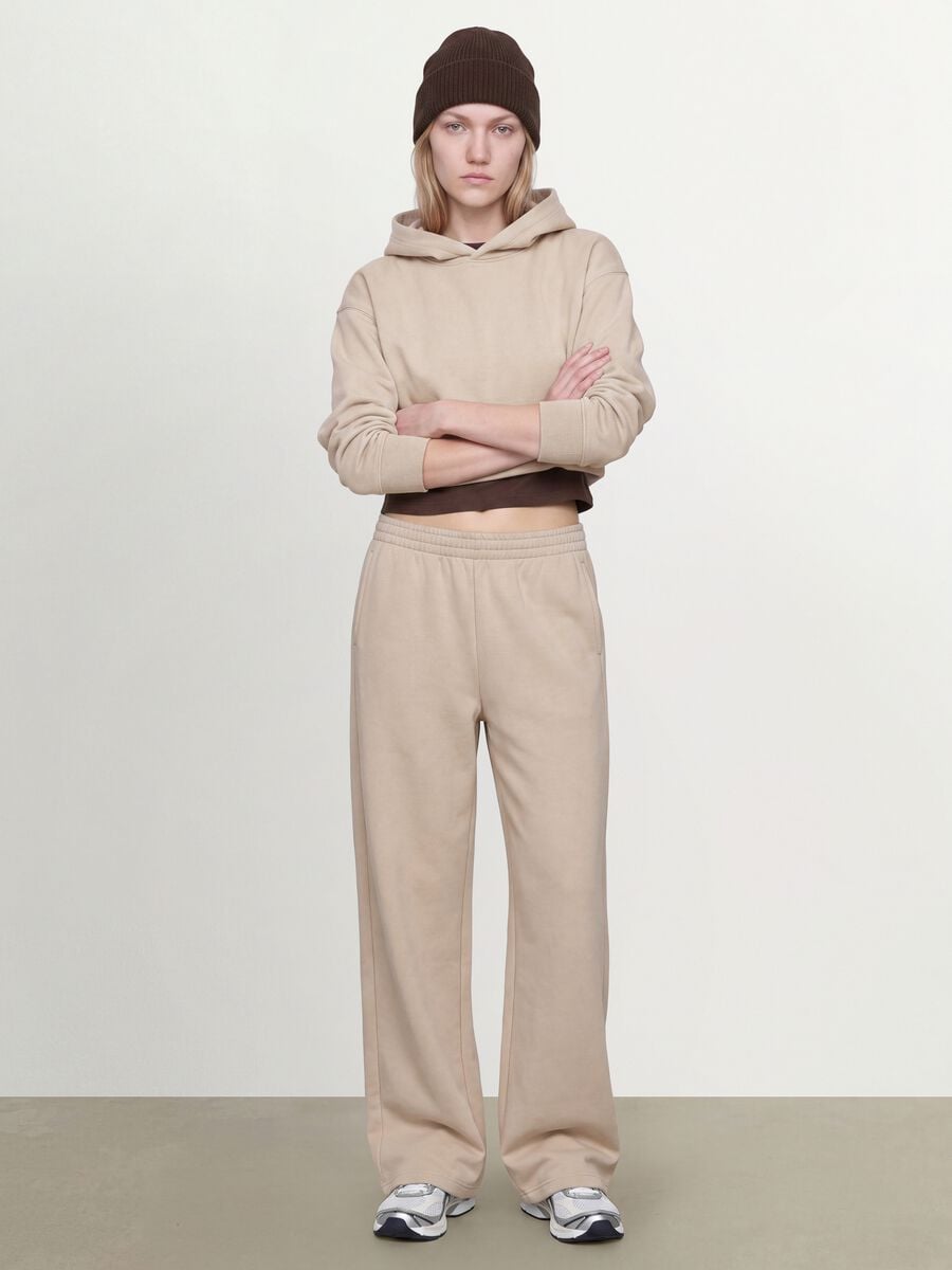 White cotton-blend straight-fit joggers_0