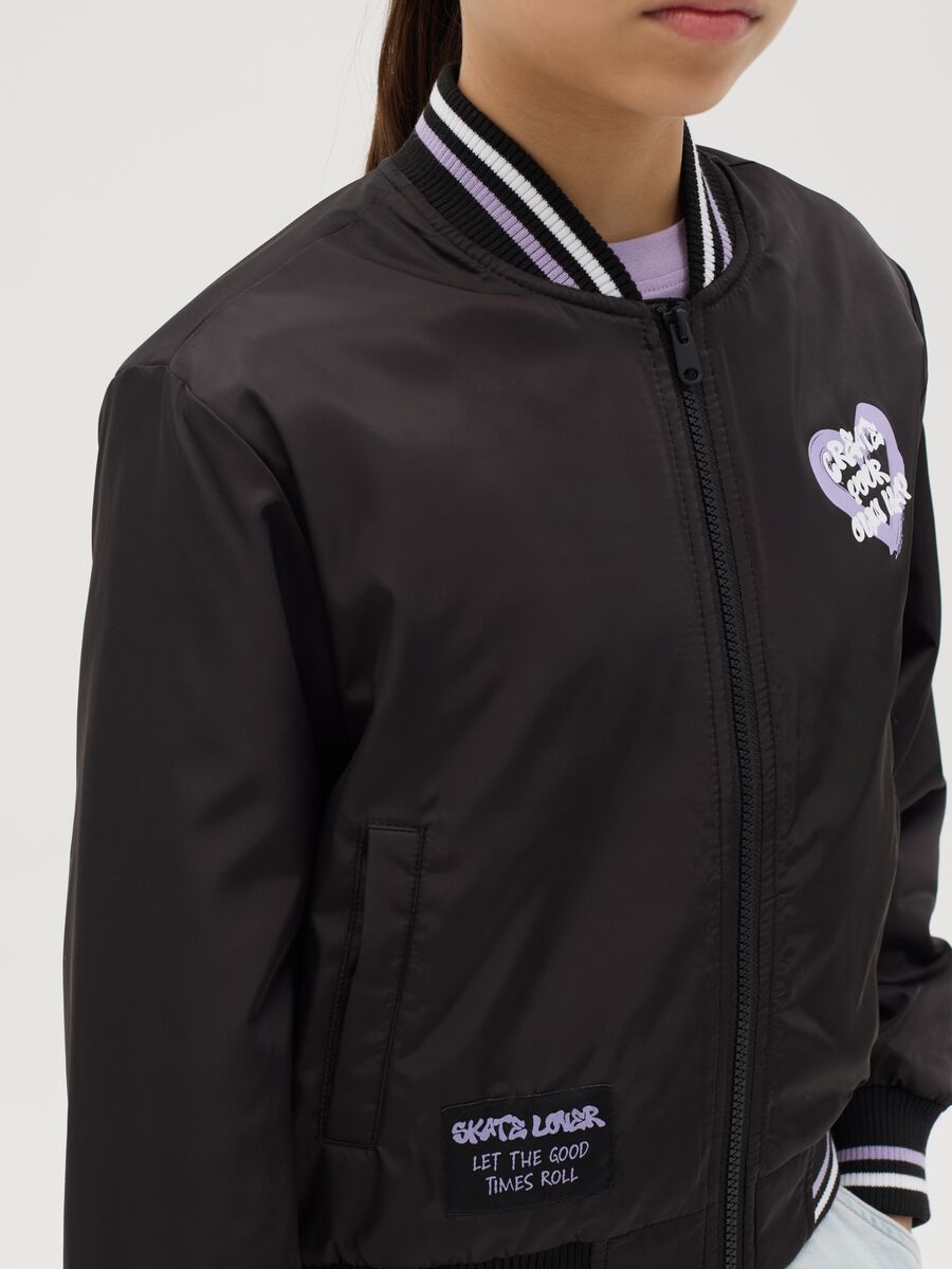 Bomber jacket with "Skate it Off" embroidery_1