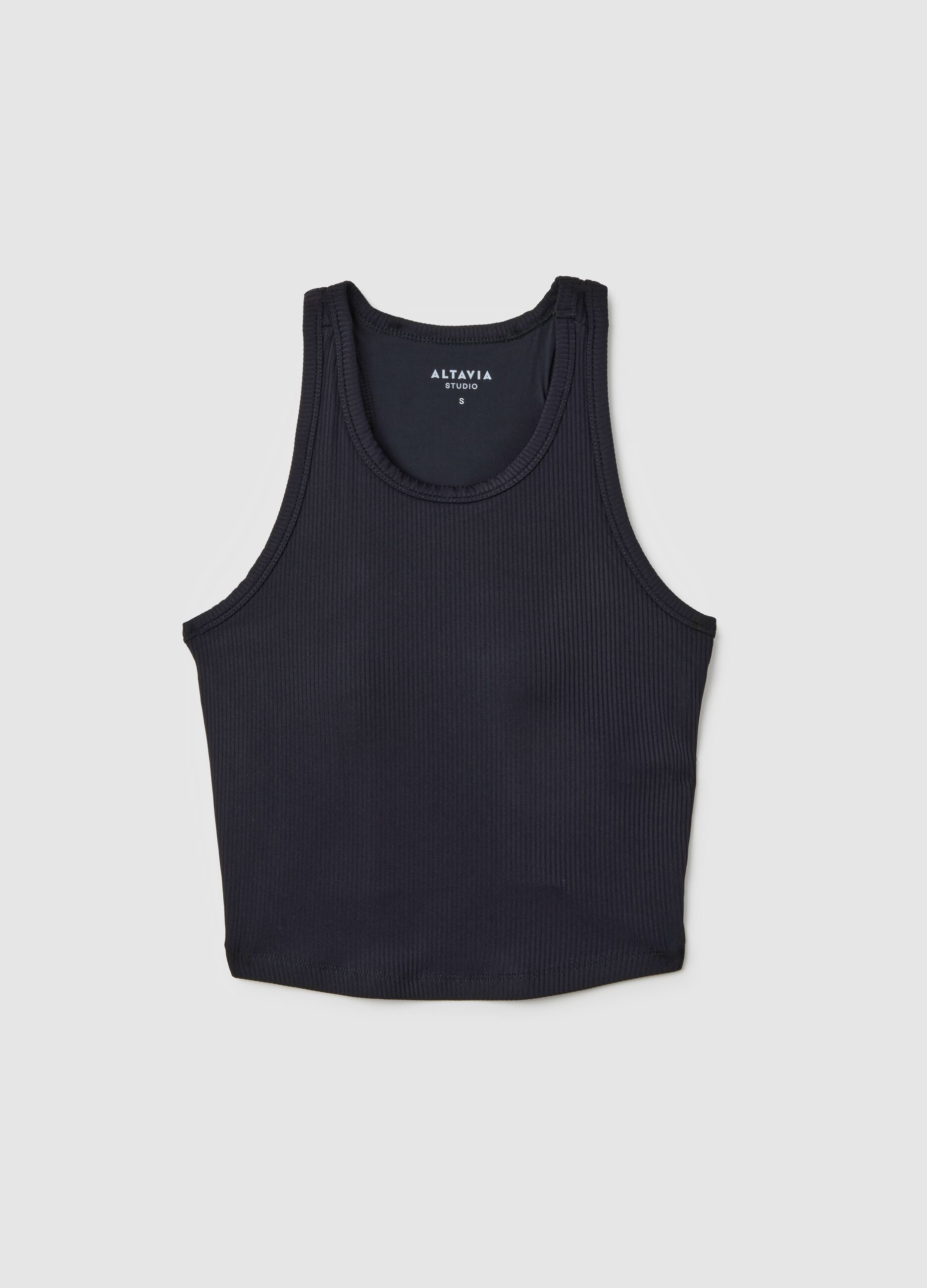 Ribbed Technical Fabric Crop Tank Top ALTAVIA STUDIO