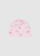 Pink Stretch Cotton Beanie with Rainbows for Girls_0