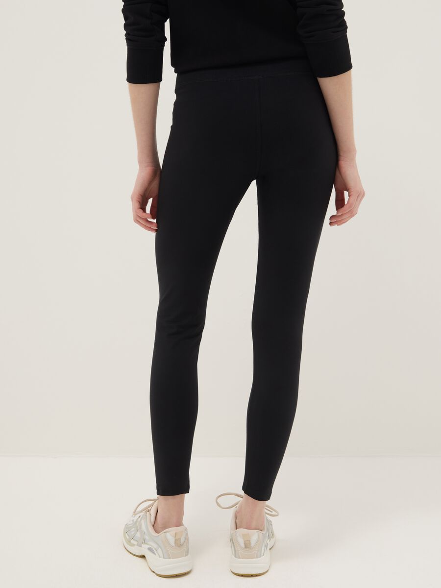 Slim fit black stretch cotton leggings_2
