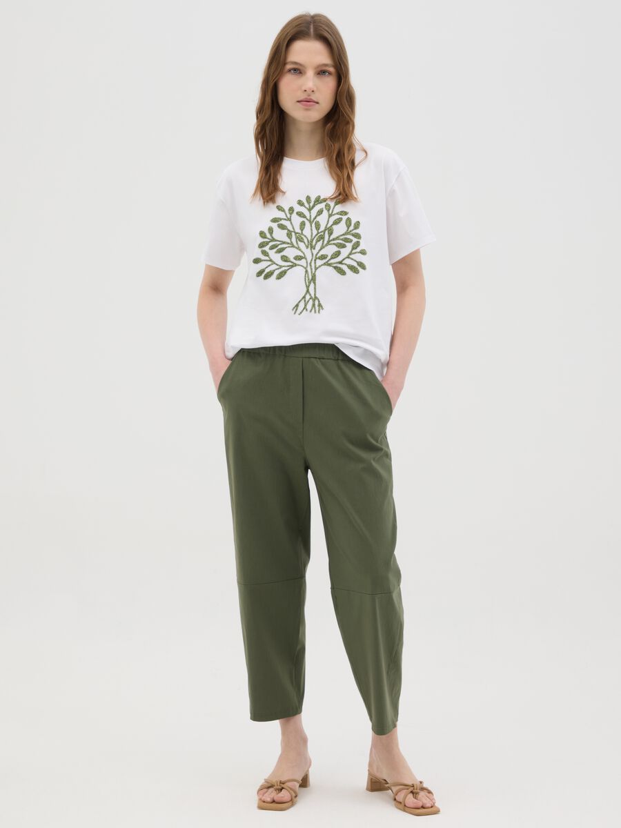 Women's multicolour regular fit cotton T-shirt with embroidered logo_1